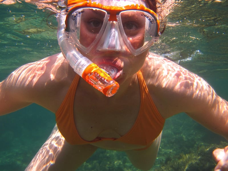 Kayaking and snorkeling in the sea